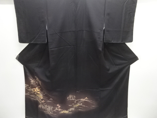 JAPANESE KIMONO / UNUSED IRO TOMESODE / SILK / EMBROIDERY / GARDEN